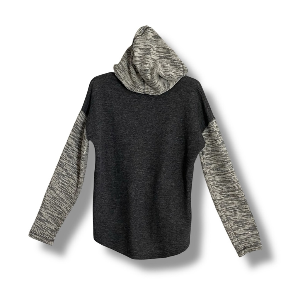 Billabong Charcoal & Grey Hi-Low Raglan Raw-Edge Kangaroo Slub-Knit Hoodie NWT - Picture 14 of 16
